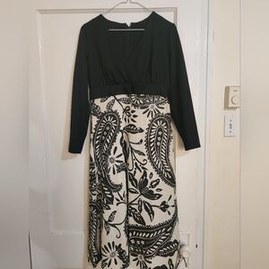 Vintage 60s 70s Black & White Sparkly Paisley Cocktail Dress